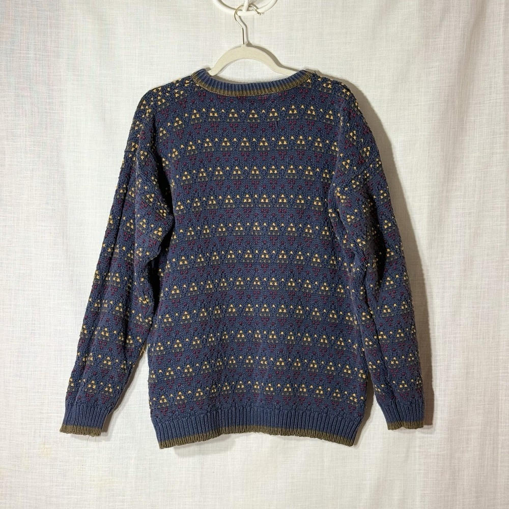 Vintage American Eagle Knit Sweater Mens XL Blue Fair Isle Pattern Crewneck - Picture 4 of 6